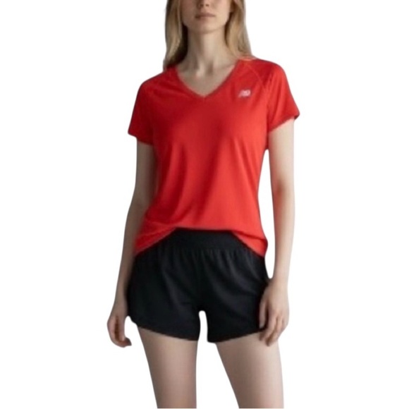 New Balance Tops - New Balance Women’s Short Sleeve V-Neck Workout T-Shirt Top S Tangerine Dream 🍊